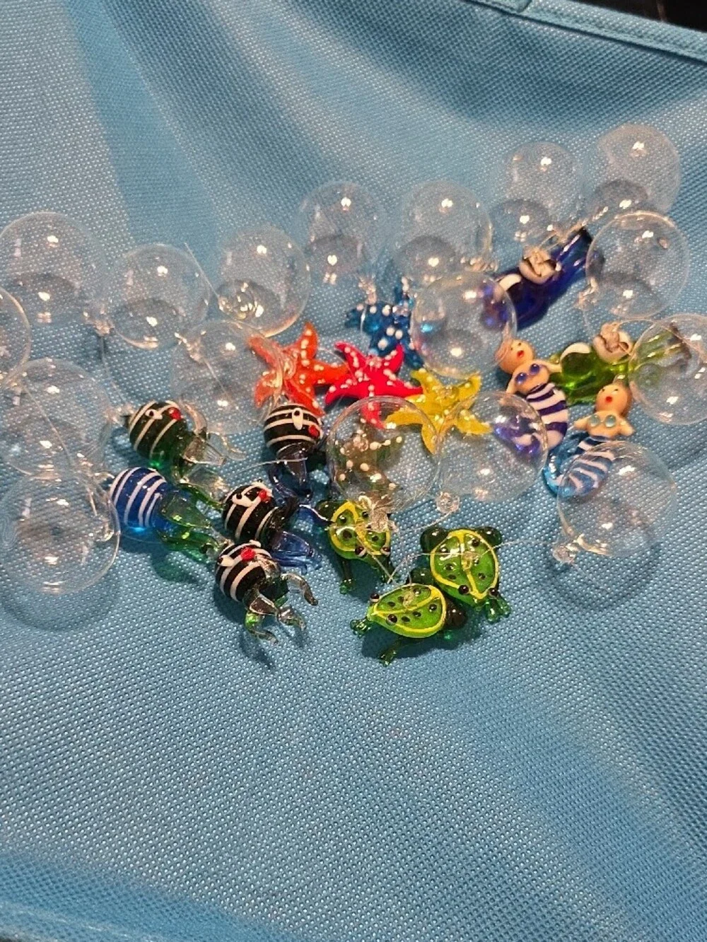 VTG Murano Style Hand Blown Glass Floating Aquarium Ornaments Lot of 17